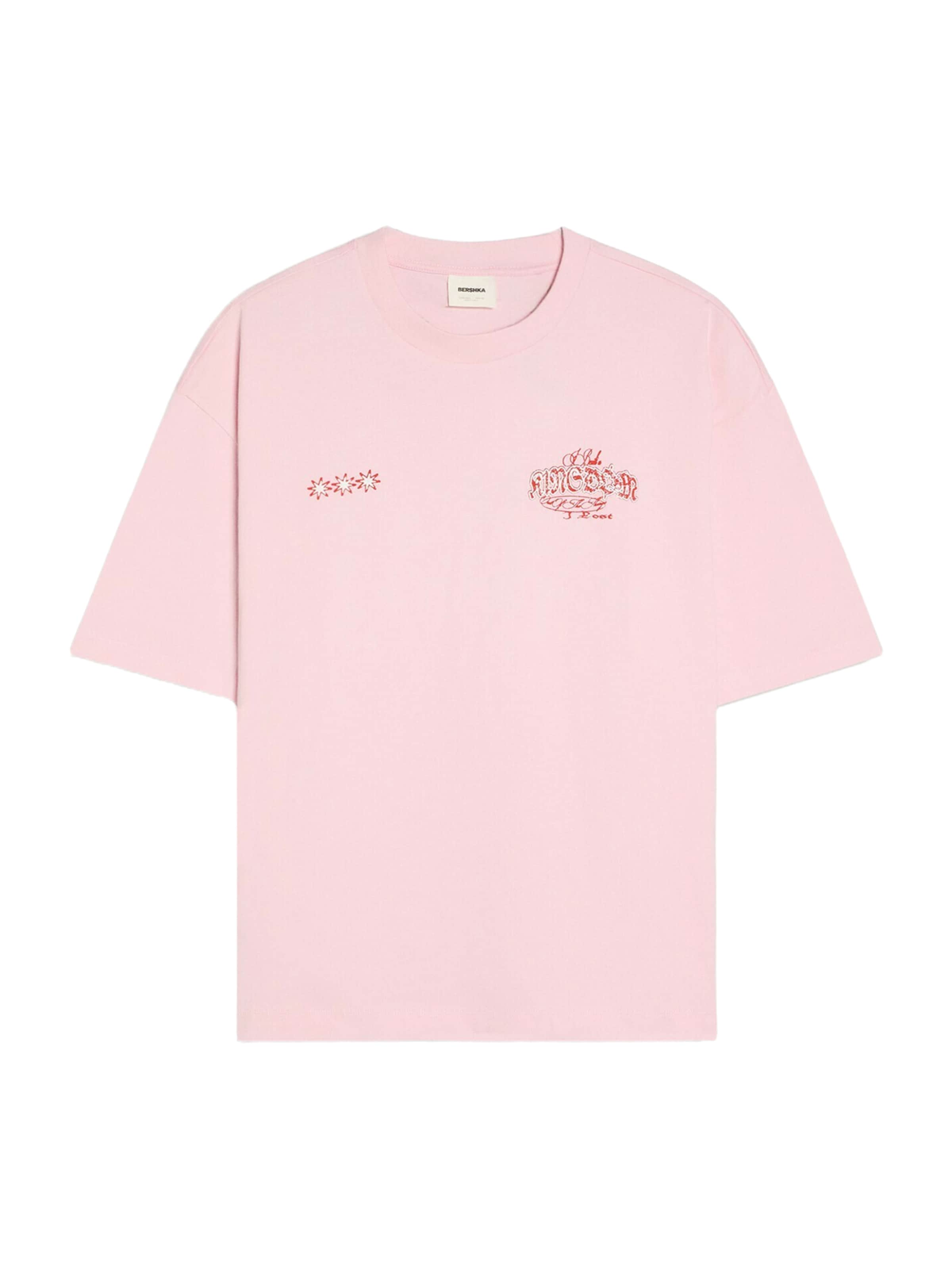 Tricou pe XS Bershka pe roz / roșu / alb, Vizualizare produs