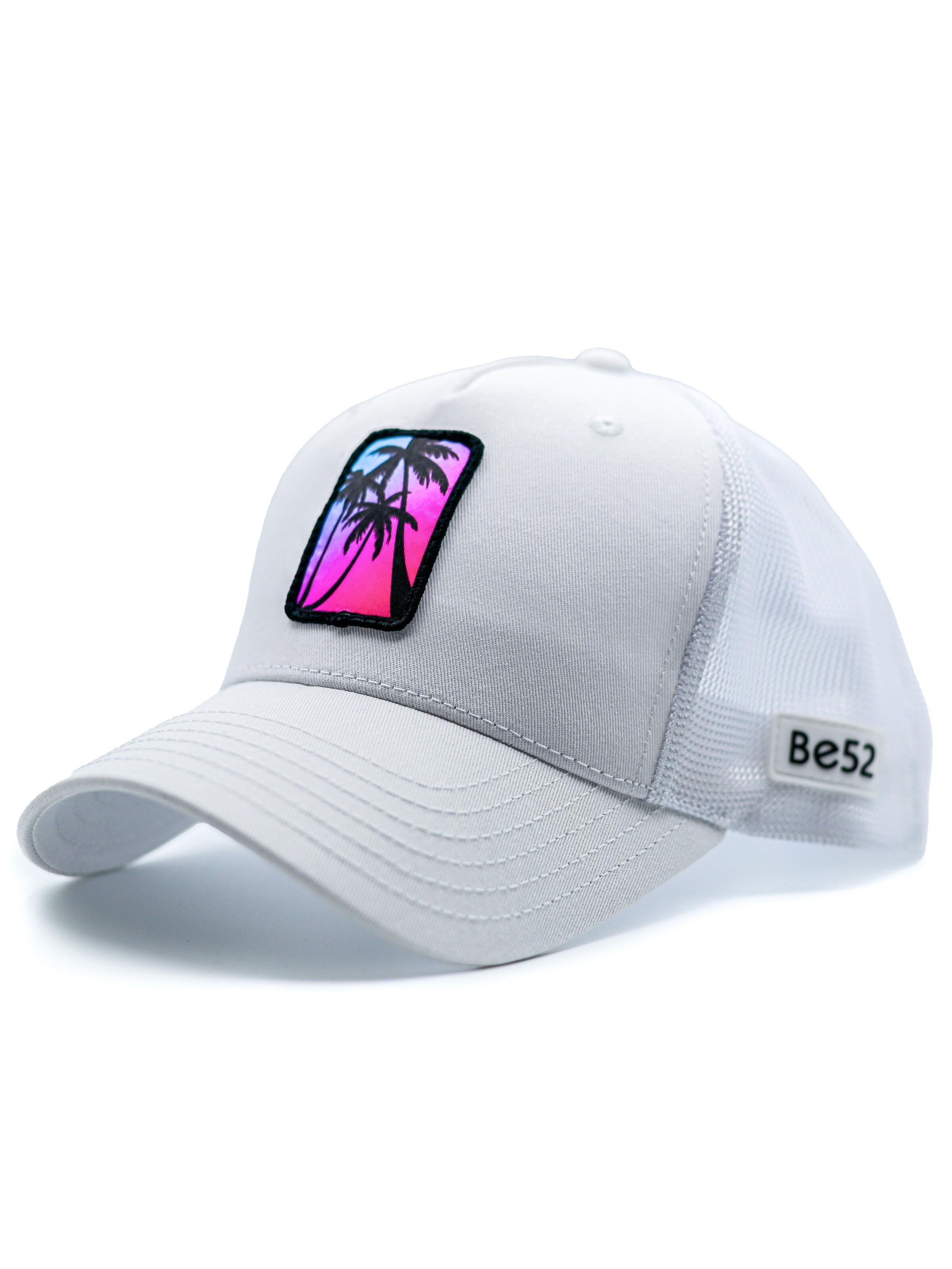 Be52 Cap 'Palms' in White: front