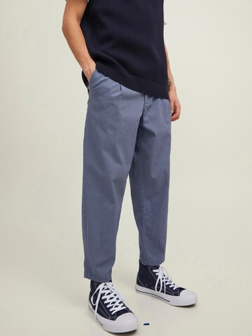 JACK & JONES Regular Pleat-Front Pants 'Bill' in Blue: front