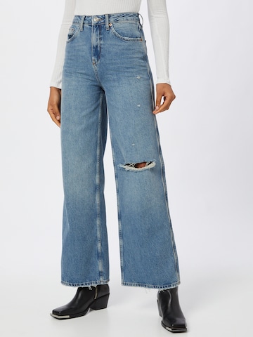 Wide leg Jeans de la BDG Urban Outfitters pe albastru: față