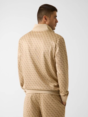 GUESS Athletic Zip-Up Hoodie in Brown