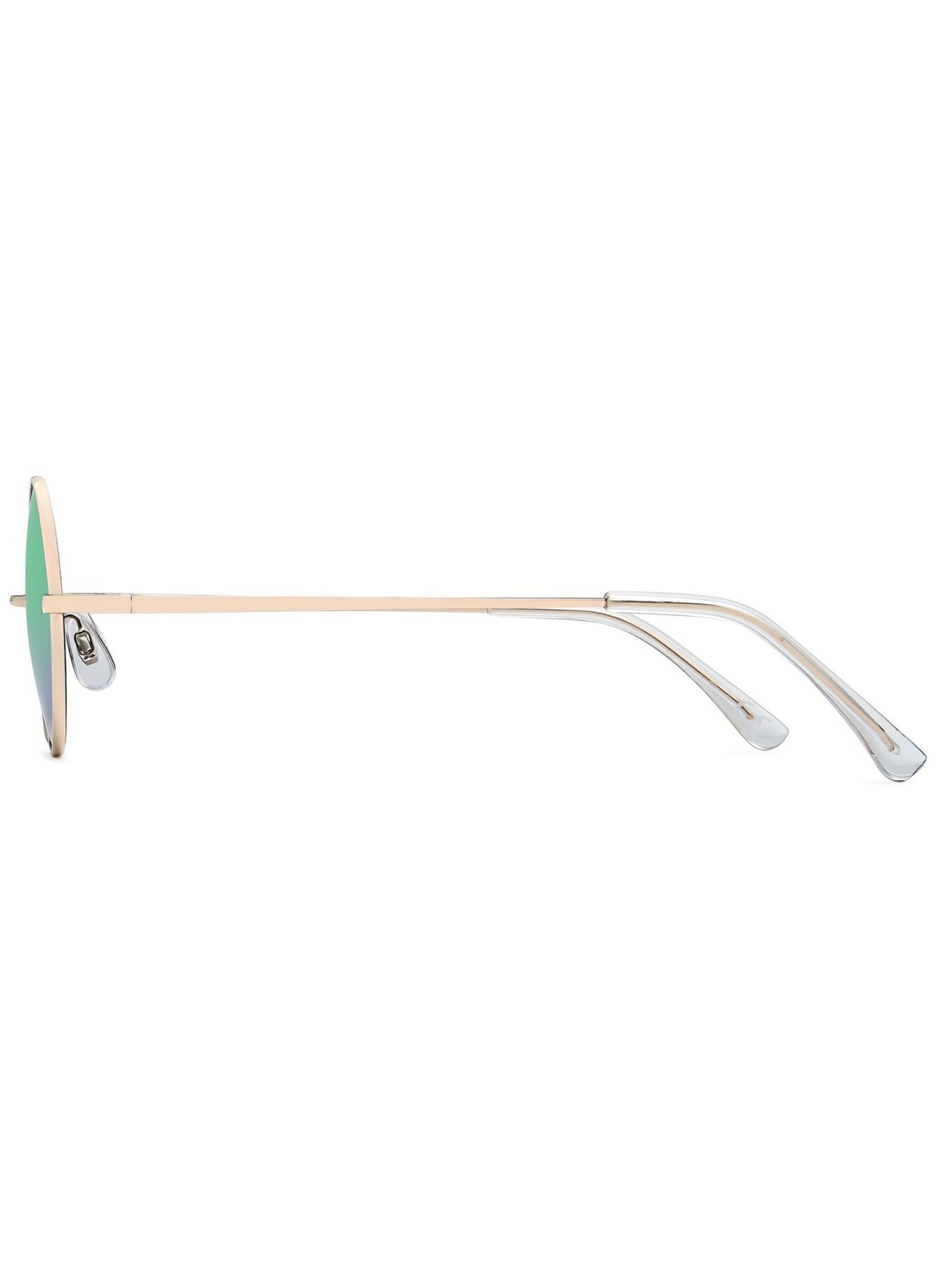 styleBREAKER Sunglasses 'Retro Sonnenbrille Klein Rund mit Federscharnier' in Green