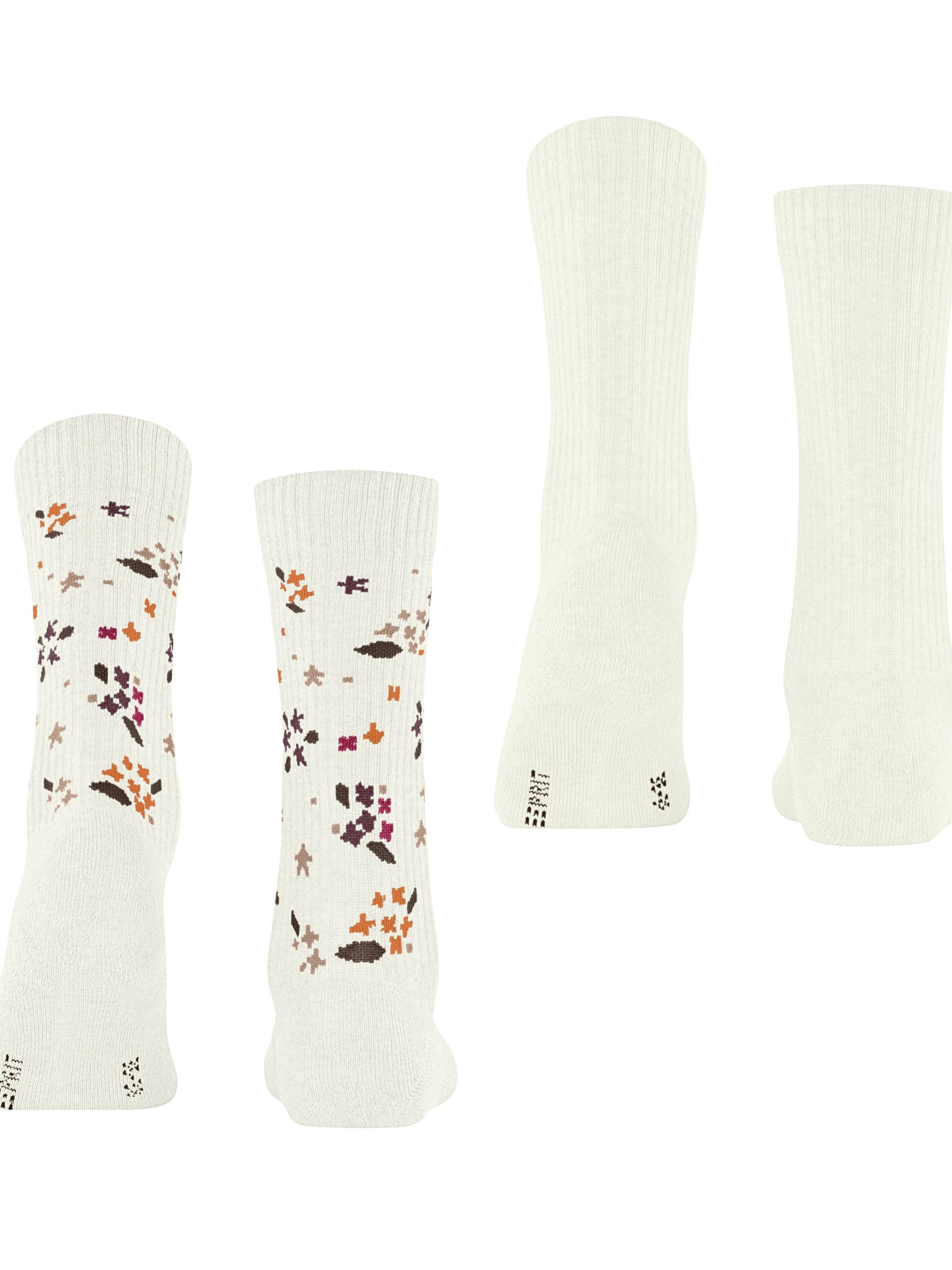 ESPRIT Socks 'Flower Rib 2-Pack' in White