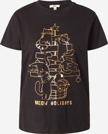 Mavi T-shirt 'Meow Holidays' i svart: framsida