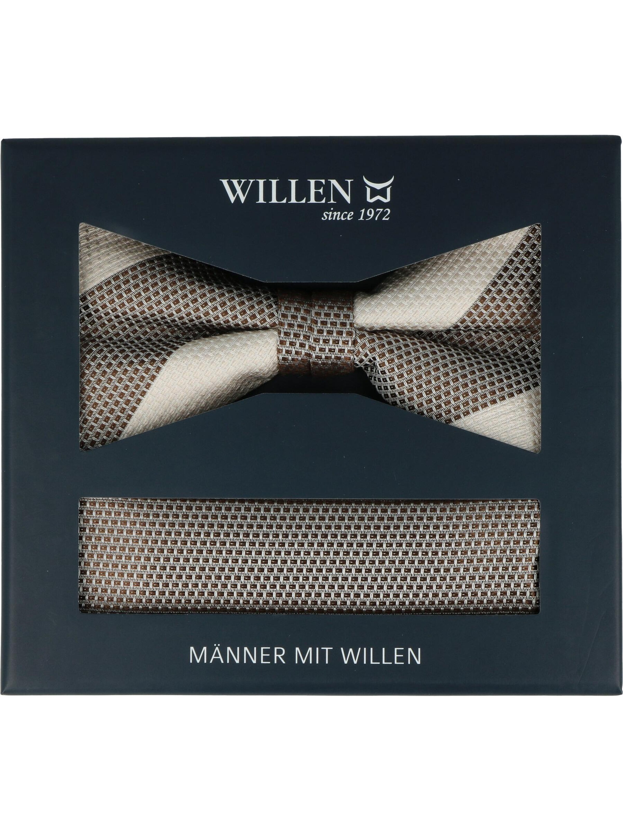 WILLEN Fliege 'Set : Blockstreifen / Uni'‌‌‌‌ in Braun