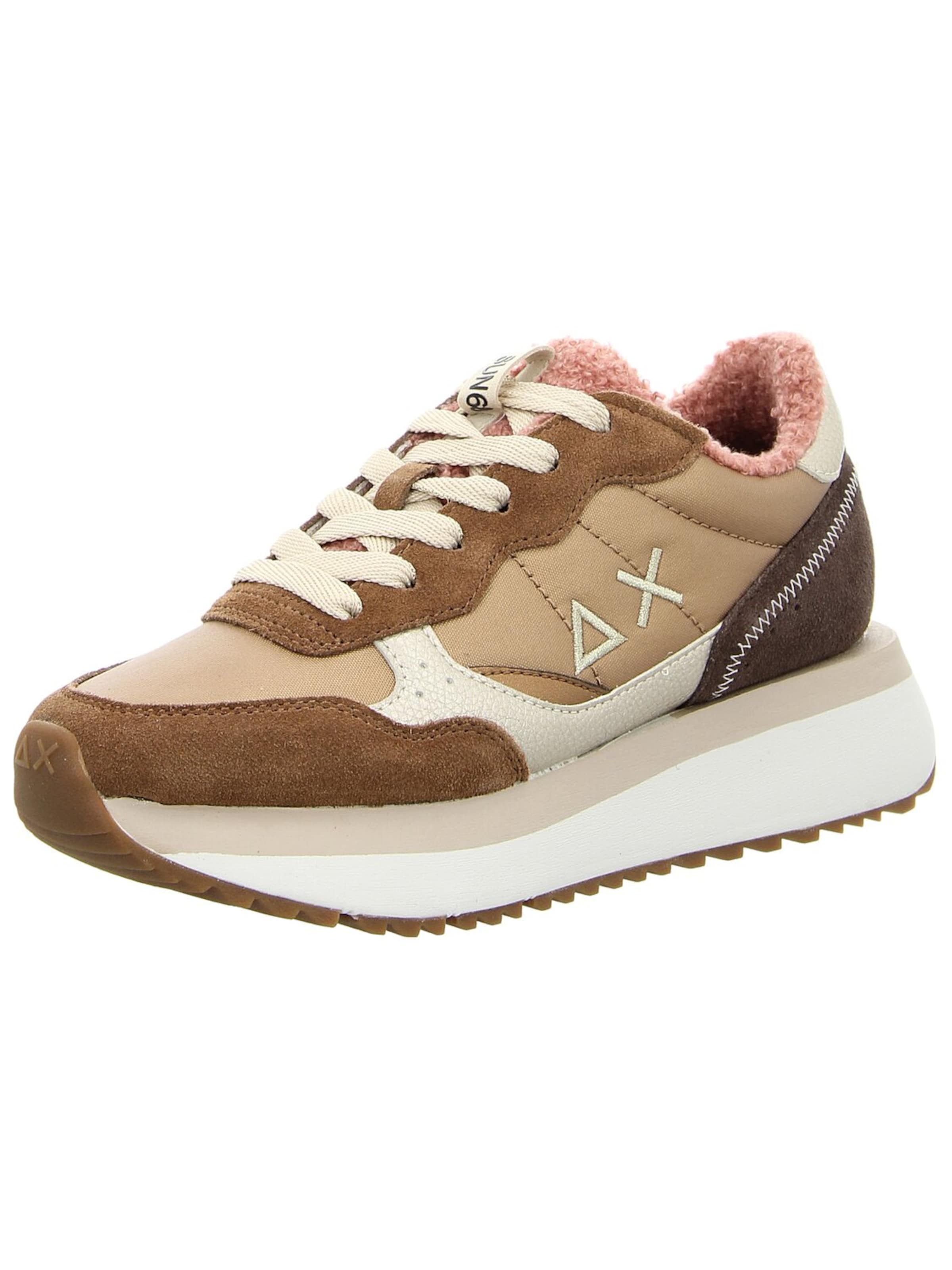 SUN68 Athletic Lace-Up Shoes in Brown: front
