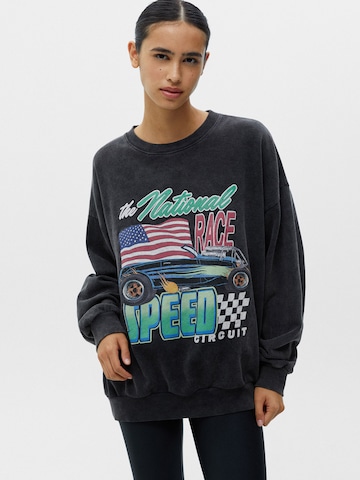 Sweat-shirt Pull&Bear en noir : devant