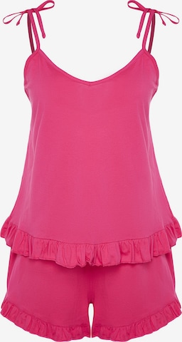 Trendyol Curve Pyjamashortsit värissä vaaleanpunainen: etupuoli