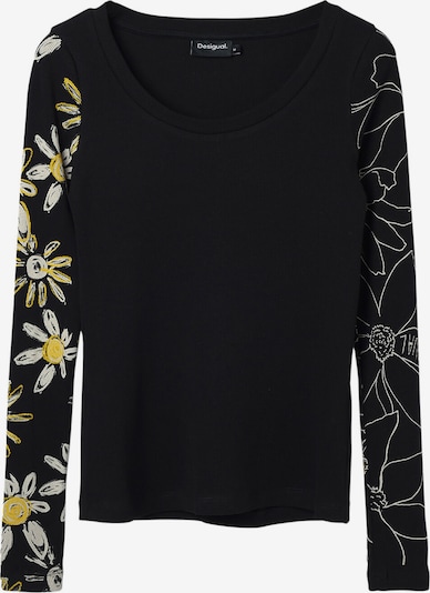 Desigual T-shirt en jaune / noir / blanc, Vue avec produit