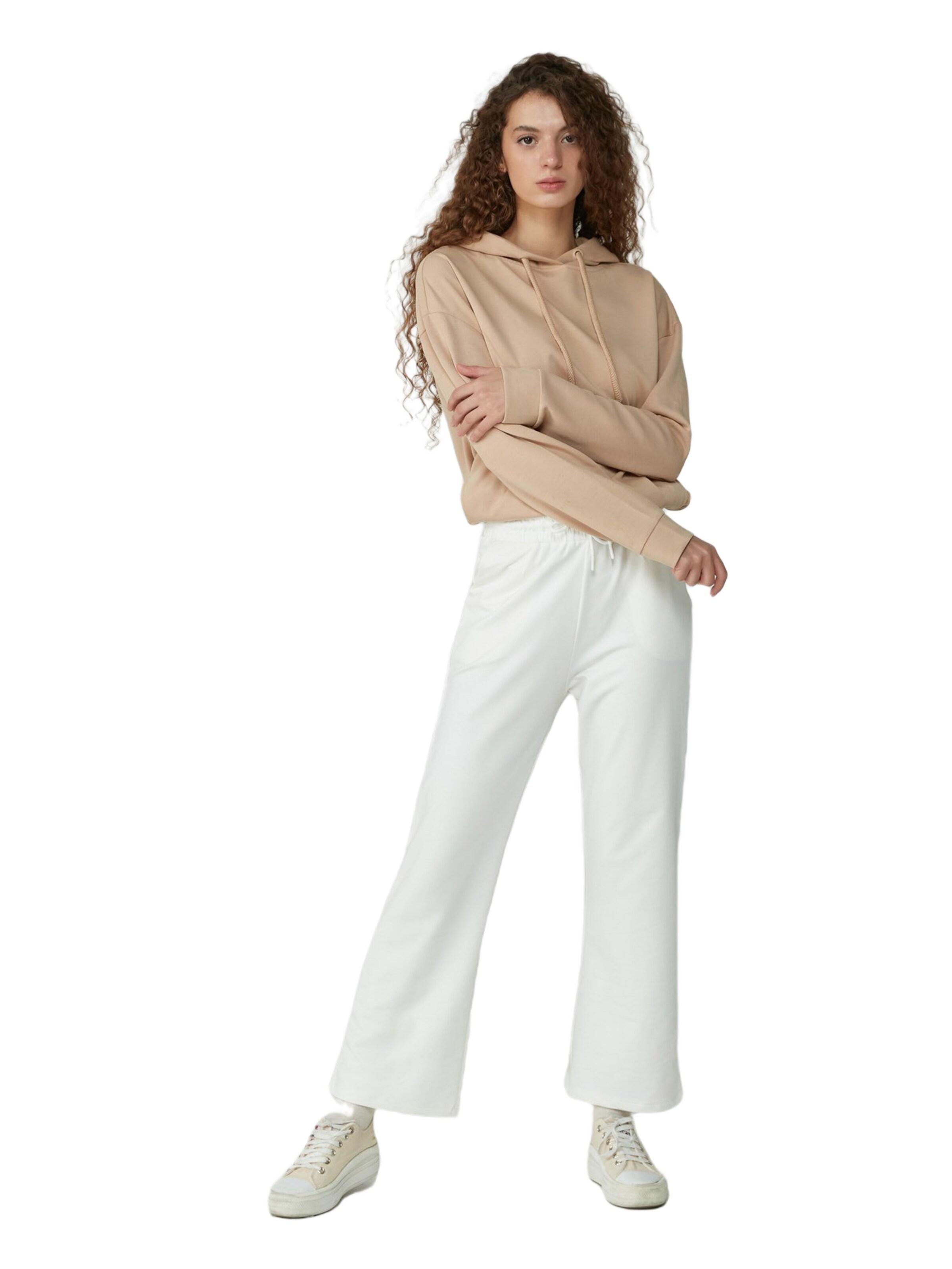 C&City Flared Broek in Wit: voorkant