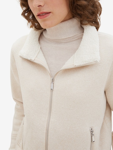 TOM TAILOR Zip-Up Hoodie in Beige