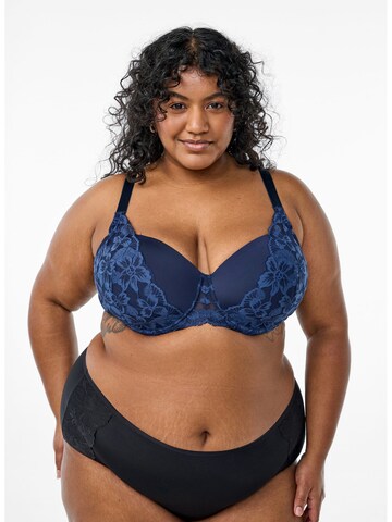Devoted by Zizzi Bralette Bra 'Leva' in Blue: front