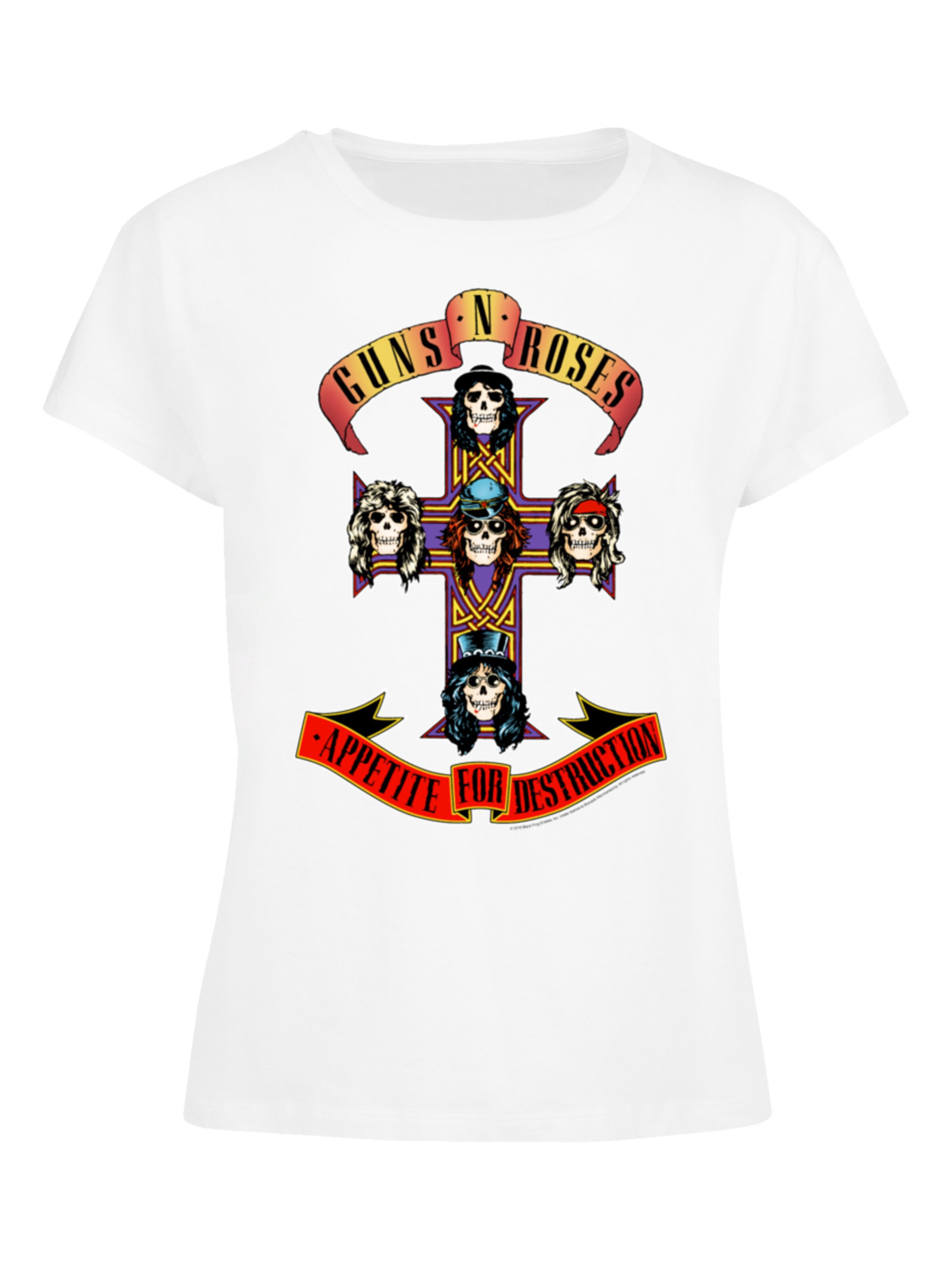 F4NT4STIC Shirt 'Guns 'n' Roses Appetite For Destruction' in Weiß: Vorderseite