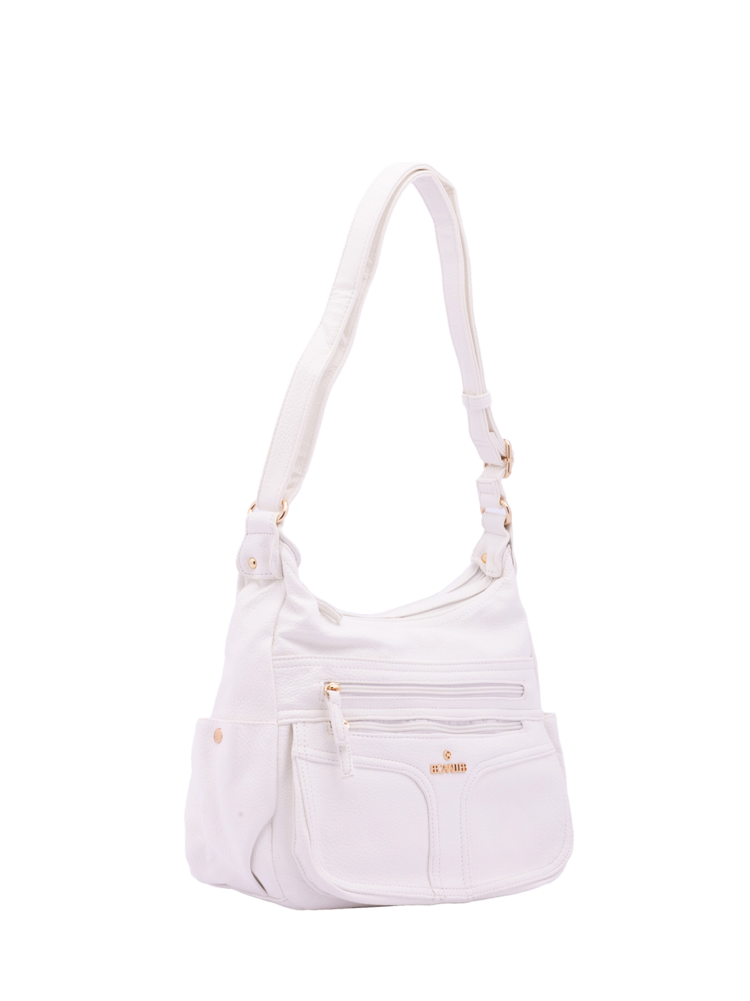 Borsa a spalla 'Borsa a Spalla Donna Ecopelle - Zip e Tasche Multiple' di B. Cavalli in bianco
