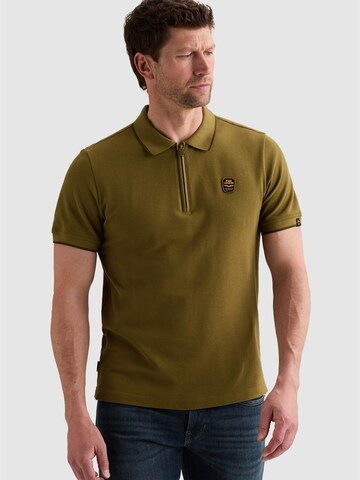 PME Legend Shirt 'Polo shirt in piqué with zipper closure' in Bruin: voorkant