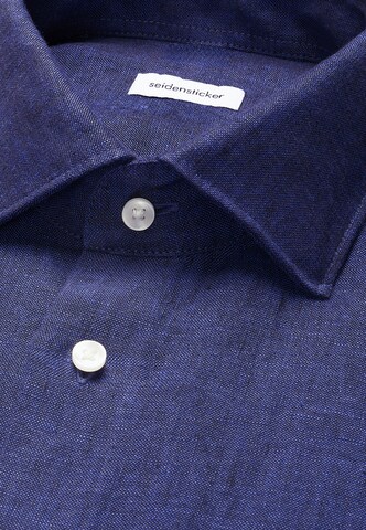 SEIDENSTICKER Regular fit Zakelijk overhemd 'Smart Linen' in Blauw