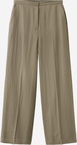 MANGO Wide Leg Suorat housut 'FLUID' värissä vihreä: etupuoli