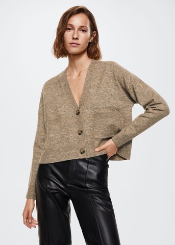 MANGO Knit Cardigan 'Canada' in Brown: front