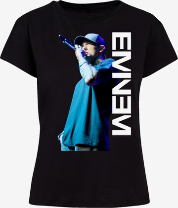 F4NT4STIC Shirt 'Eminem Mic Pose Hip Hop Rap Music' in Zwart: voorkant