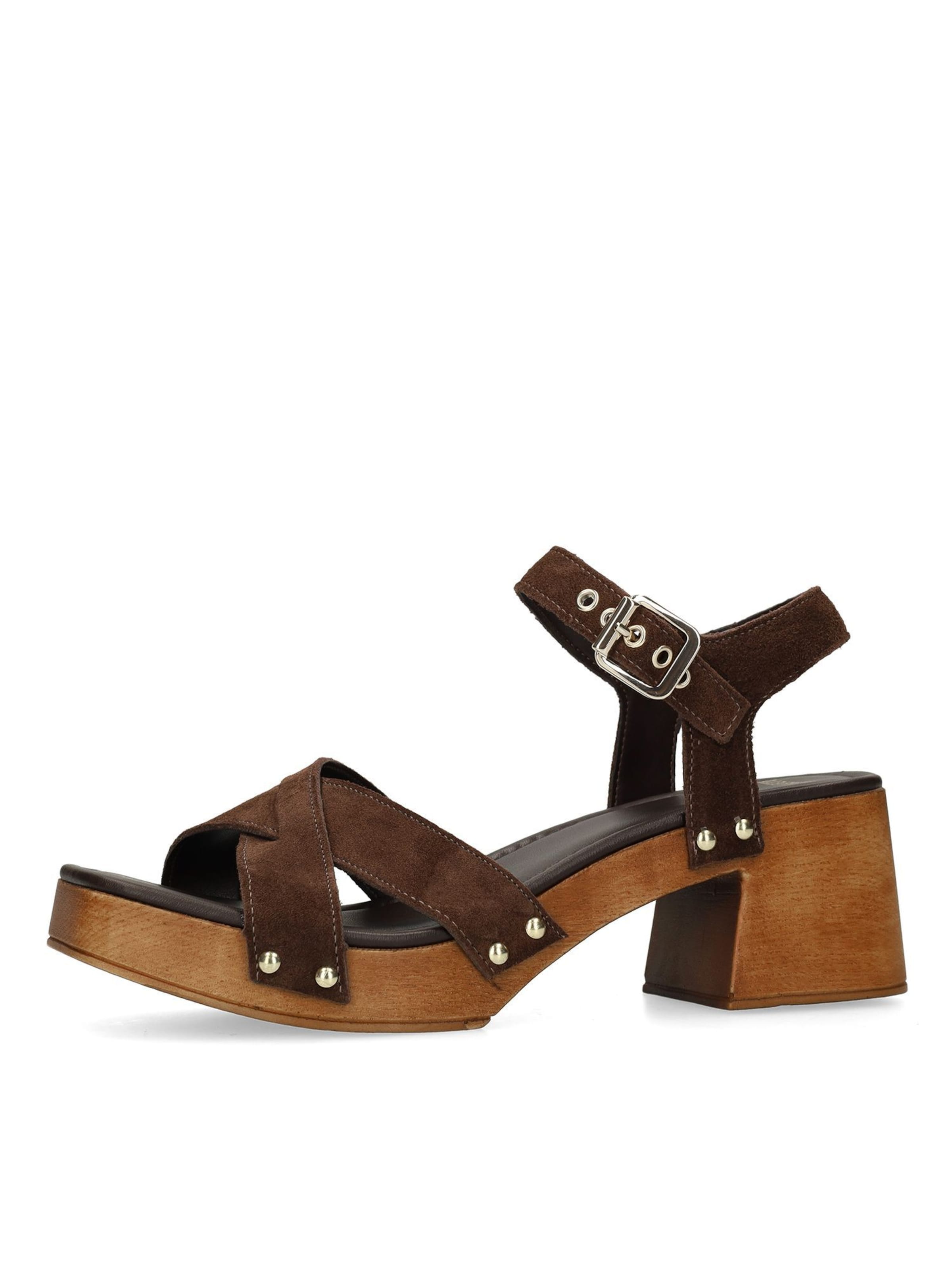 MANFIELD Sandalen met riem in Bruin: voorkant