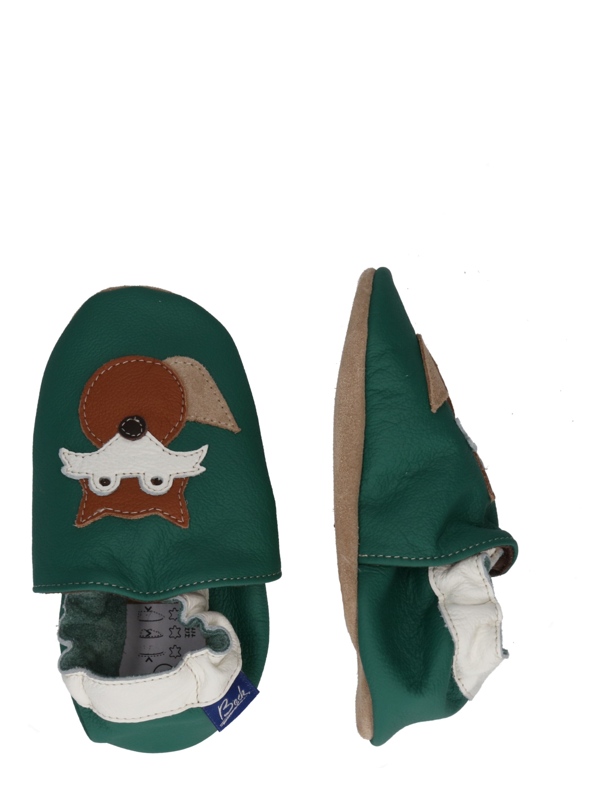 Kinder Kids (Gr. 92-140) BECK Hausschuh 'Fuchs' in Jade - KG39281 Kinder Kids (Gr. 92-140) BECK Hausschuh 'Fuchs' in Jade - KG39281