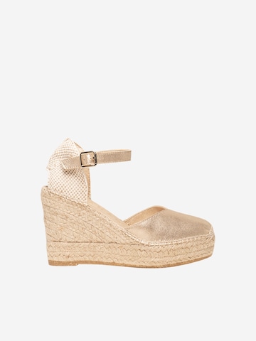 Alhamas - Sandalias con hebilla 'Alpargata Cuña 10 cm' en oro: frente