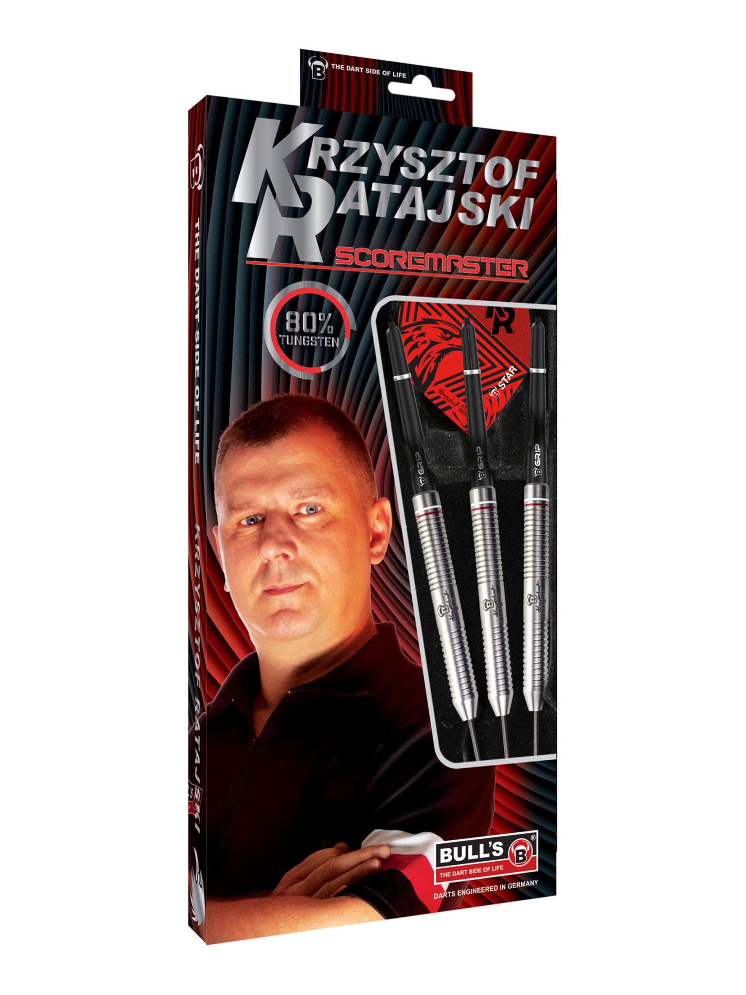 BULL'S Steeldarts ' Krzysztof Ratajski Scoremaster Dartpfeile Darts-Set Profi ' in Rot