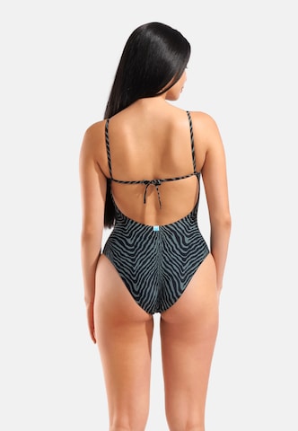 ARENA - Soutien Bustier Fato de banho 'WATER PRINTS' em cinzento
