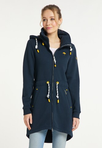 Schmuddelwedda Zip-Up Hoodie in Blue: front