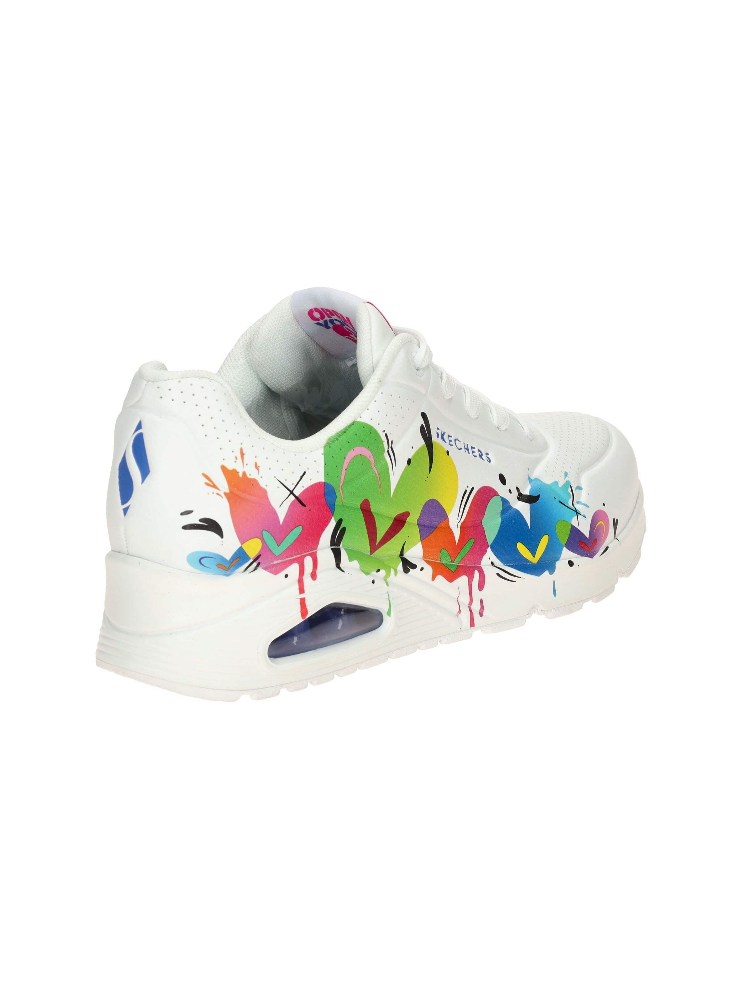 Chaussure à lacets 'Skechers Uno Schuhe weiß bunte Herzen 190008' SKECHERS en blanc