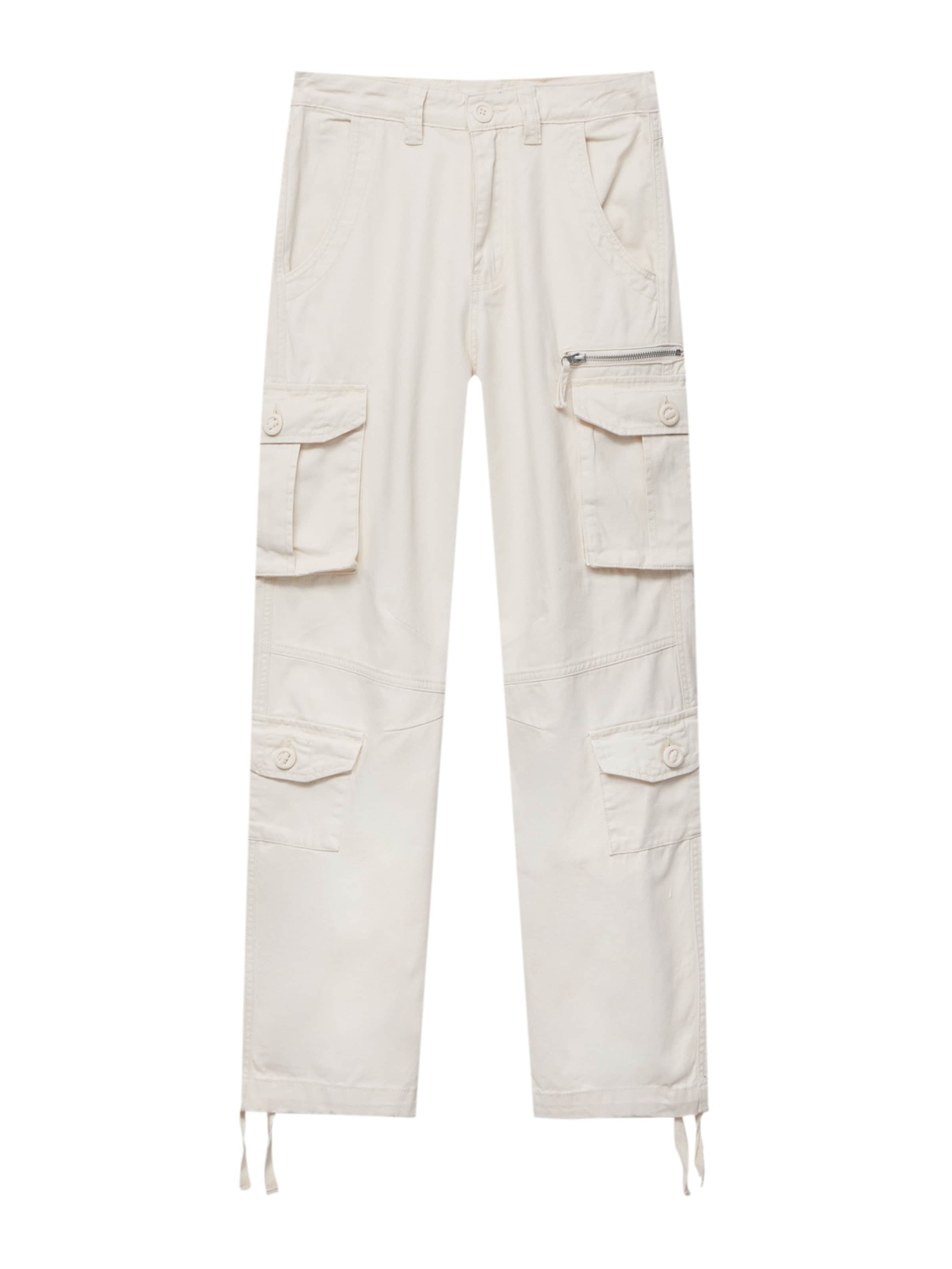 Pull&Bear Lużny krój Bojówki w kolorze beżowy: przód