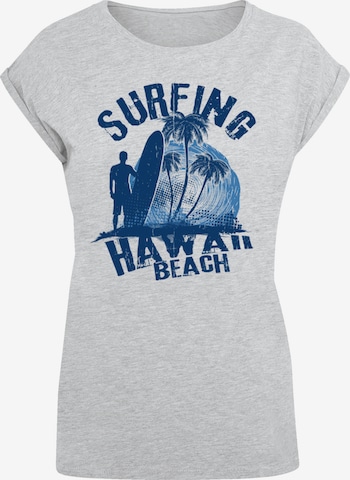 F4NT4STIC T-Shirt 'Hawaii Surf Beach Summer' in Grau: Vorderseite