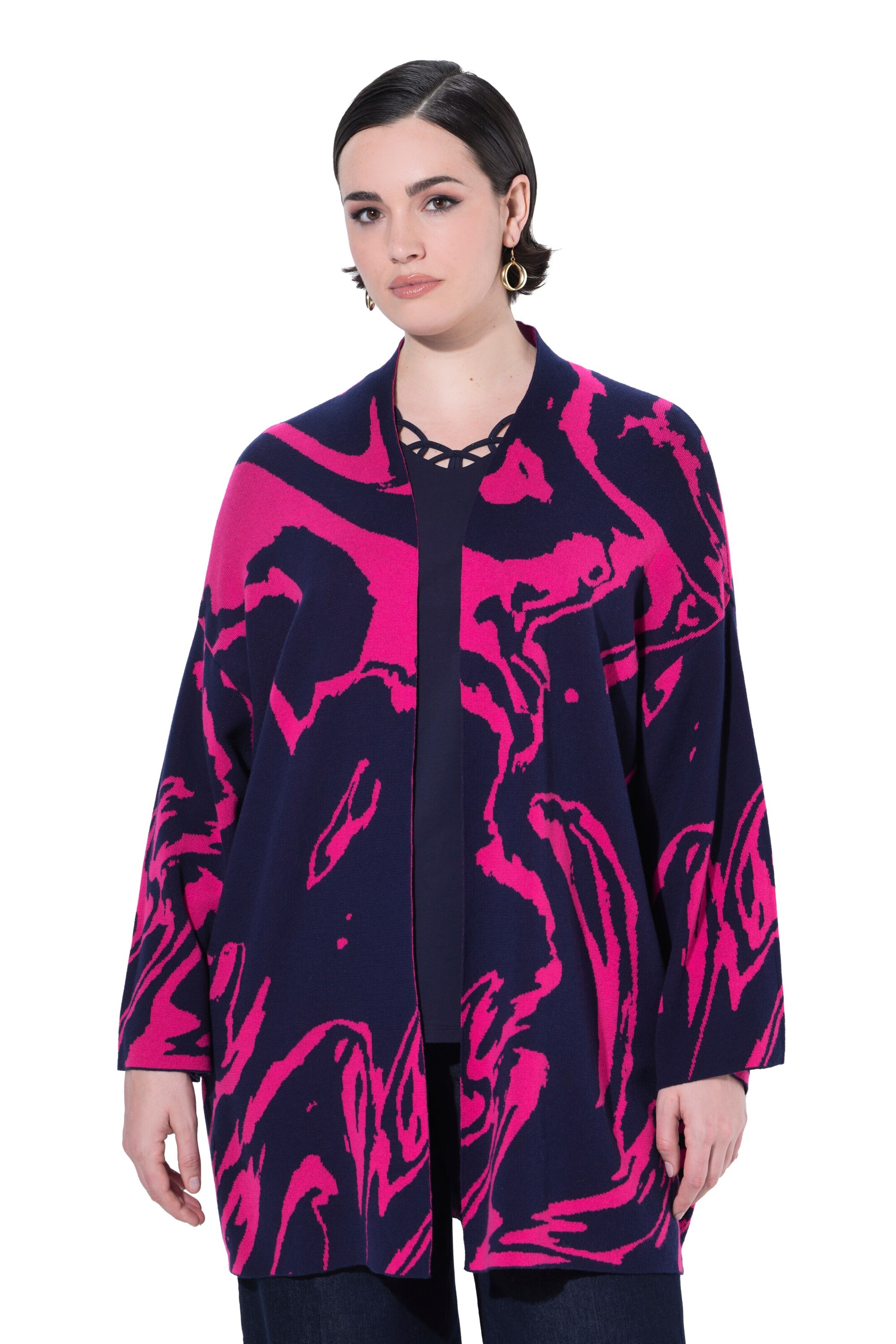 Ulla Popken Gebreid vest in Blauw: voorkant