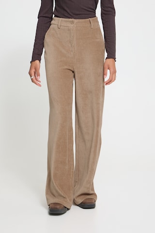 ICHI - Pierna ancha Pantalón 'TAMARY' en marrón: frente