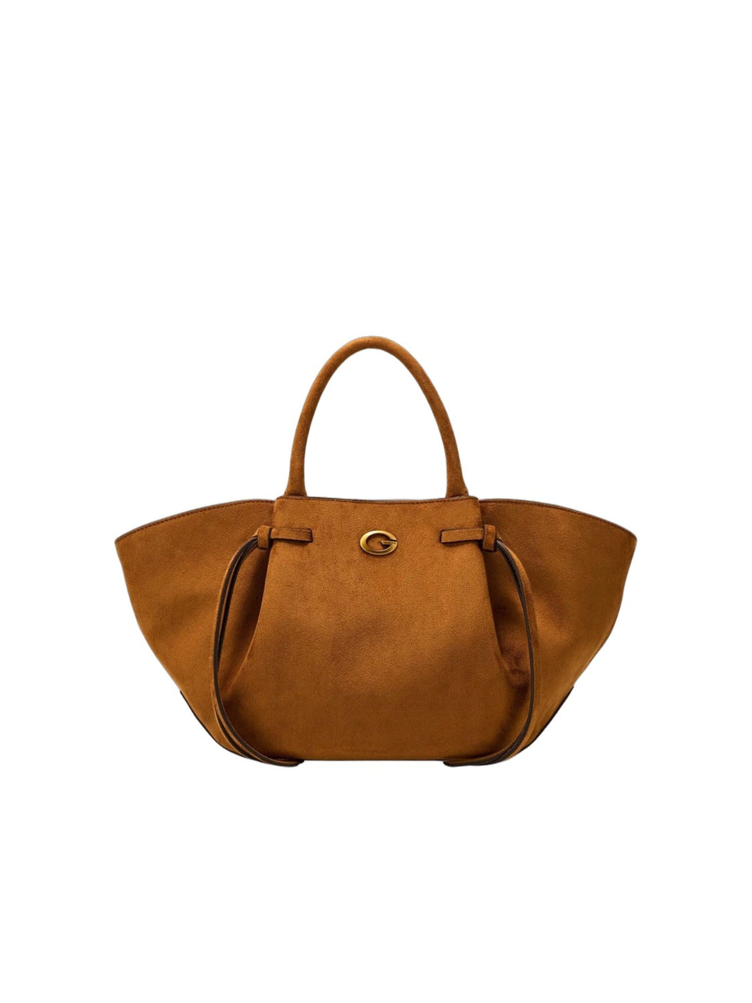 GUESS Shoppingväska 'Guess Sac à Main Allegra Cognac' i brun: framsida