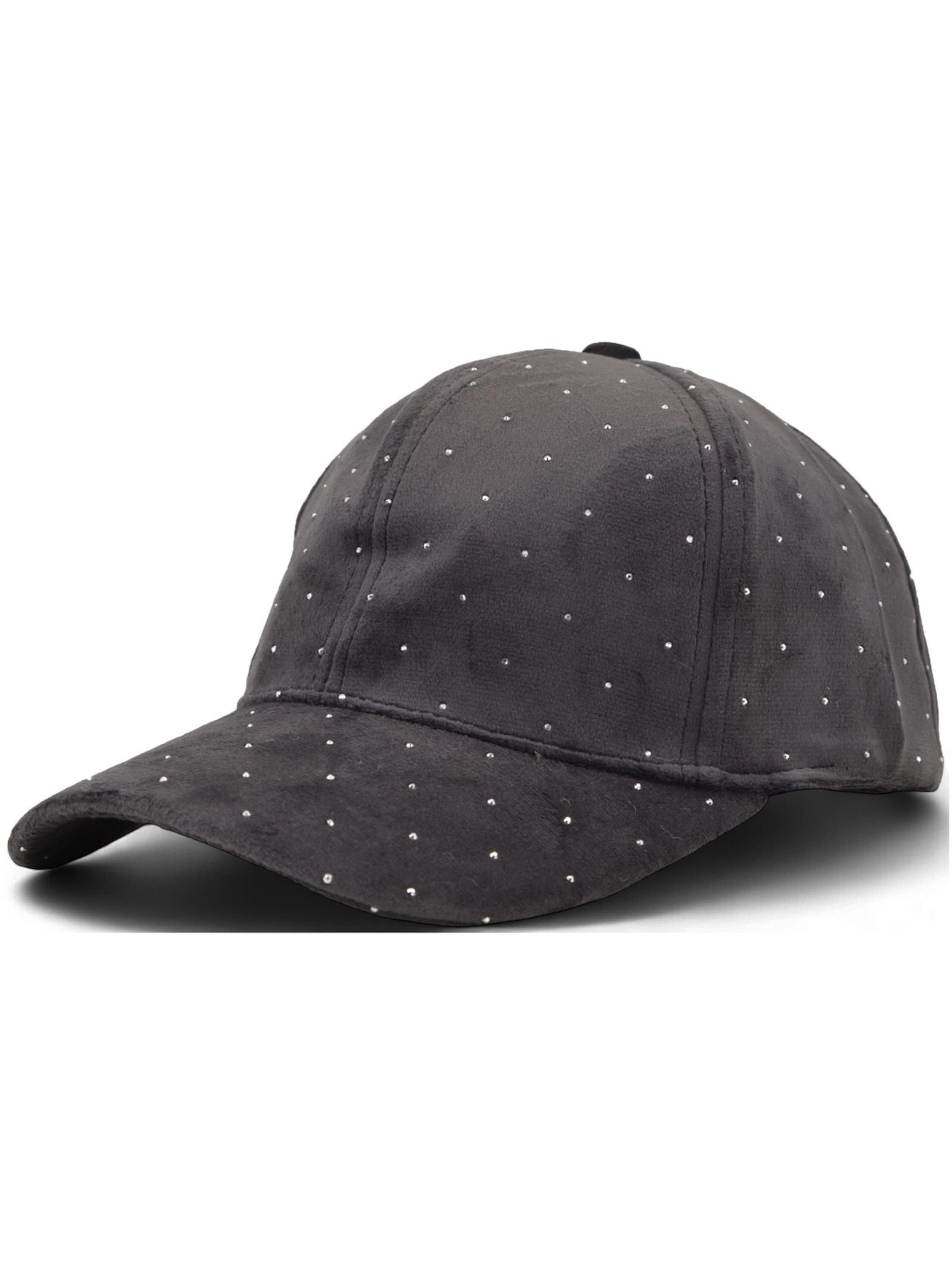 styleBREAKER Cap 'Samt Baseball Cap mit Strass'‌‌‌‌‌‌‌‌ in Grau: Vorderseite