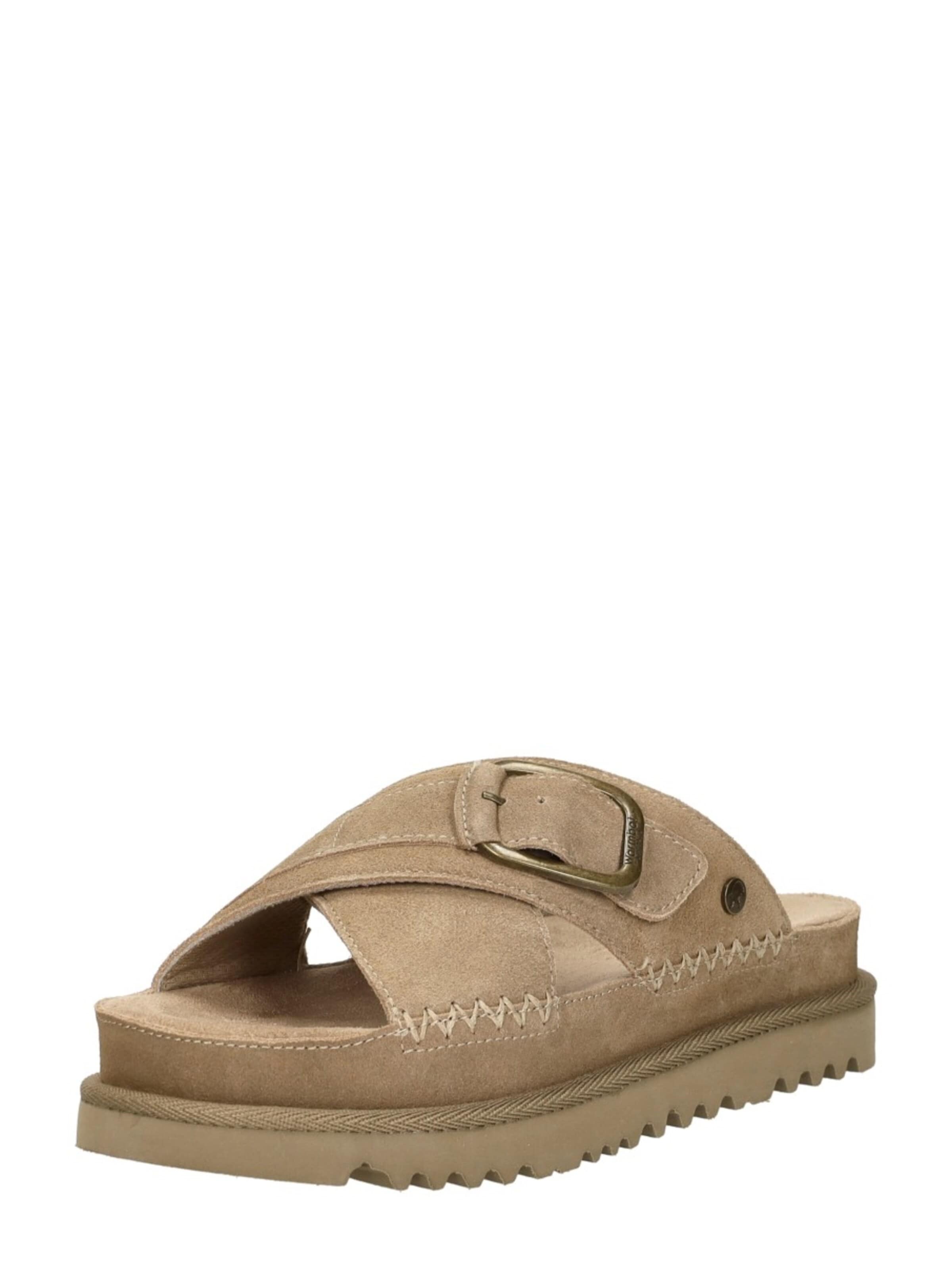 Warmbat Muiltjes 'Wondai Women' in Beige: voorkant