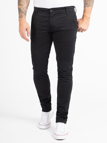 Indumentum Slim fit Chino Pants in Black: front