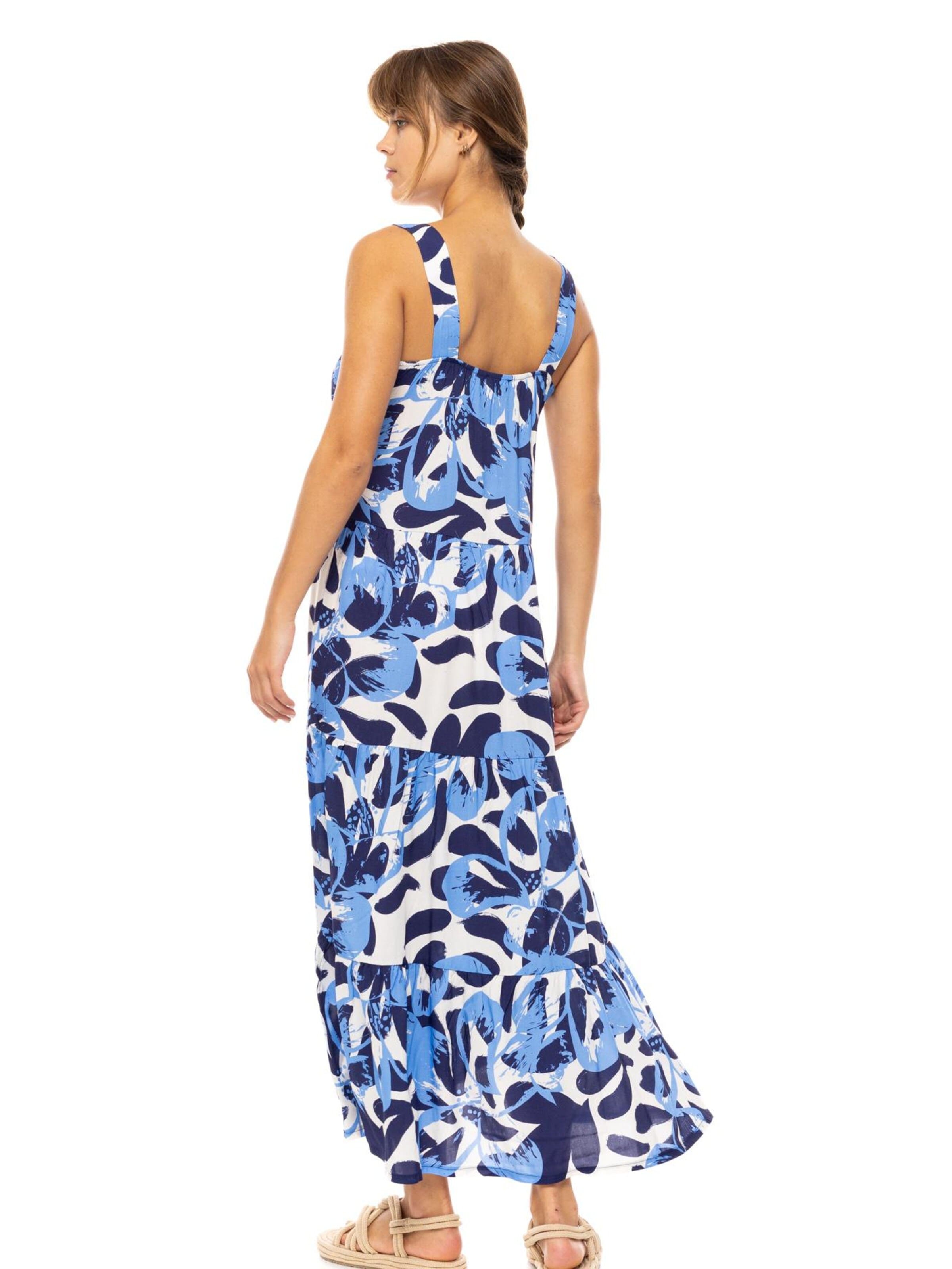 Pink Label Sommerkleid 'BEACHWEAR LONG ABSTRACT FLORAL'‌‌‌‌‌‌ in Blau