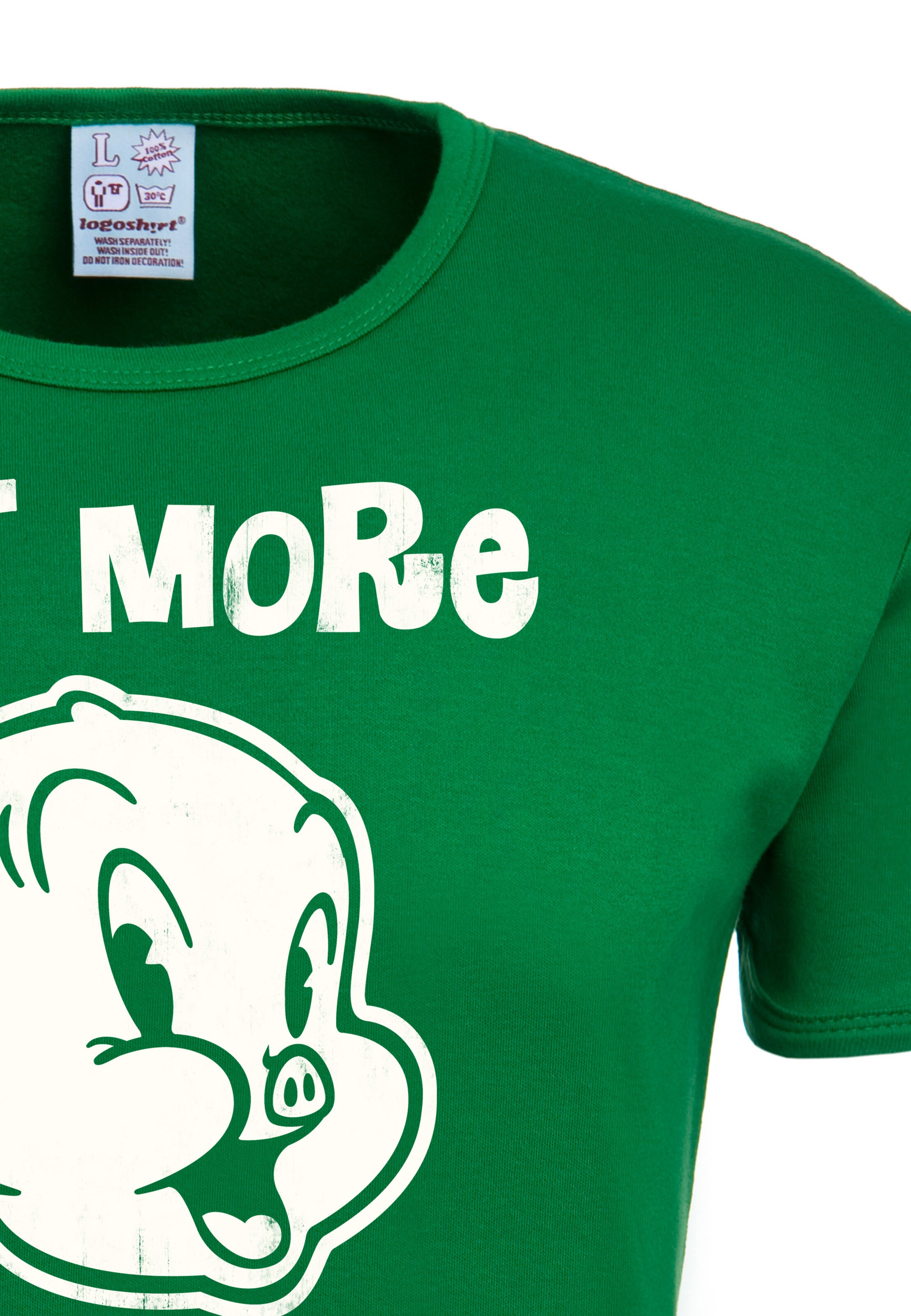 LOGOSHIRT Shirt 'Looney Tunes - Eat More Veggies' in Groen