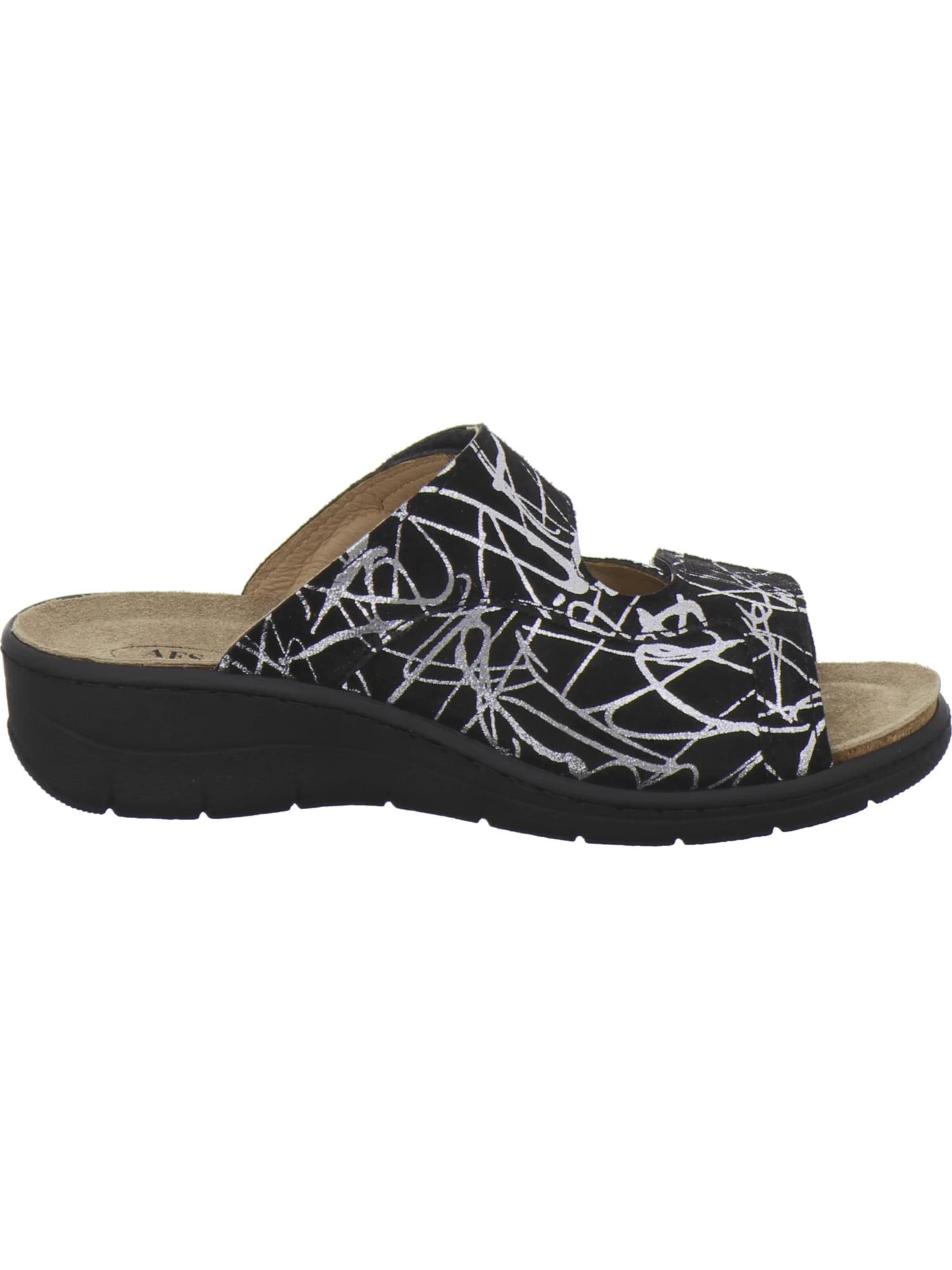 Mule 'Hallux Pantoletten Damen Wechselfußbett schwarz' AFS-Schuhe en noir