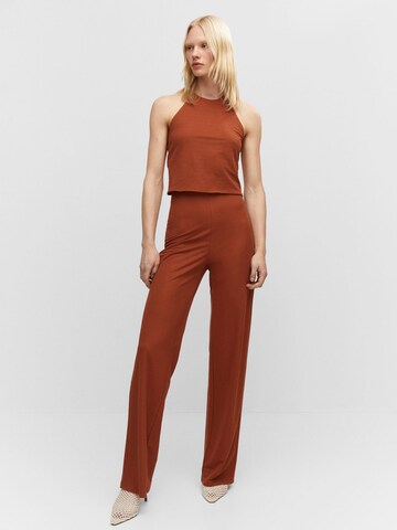 MANGO Wide leg Broek 'DIEGO' in Bruin