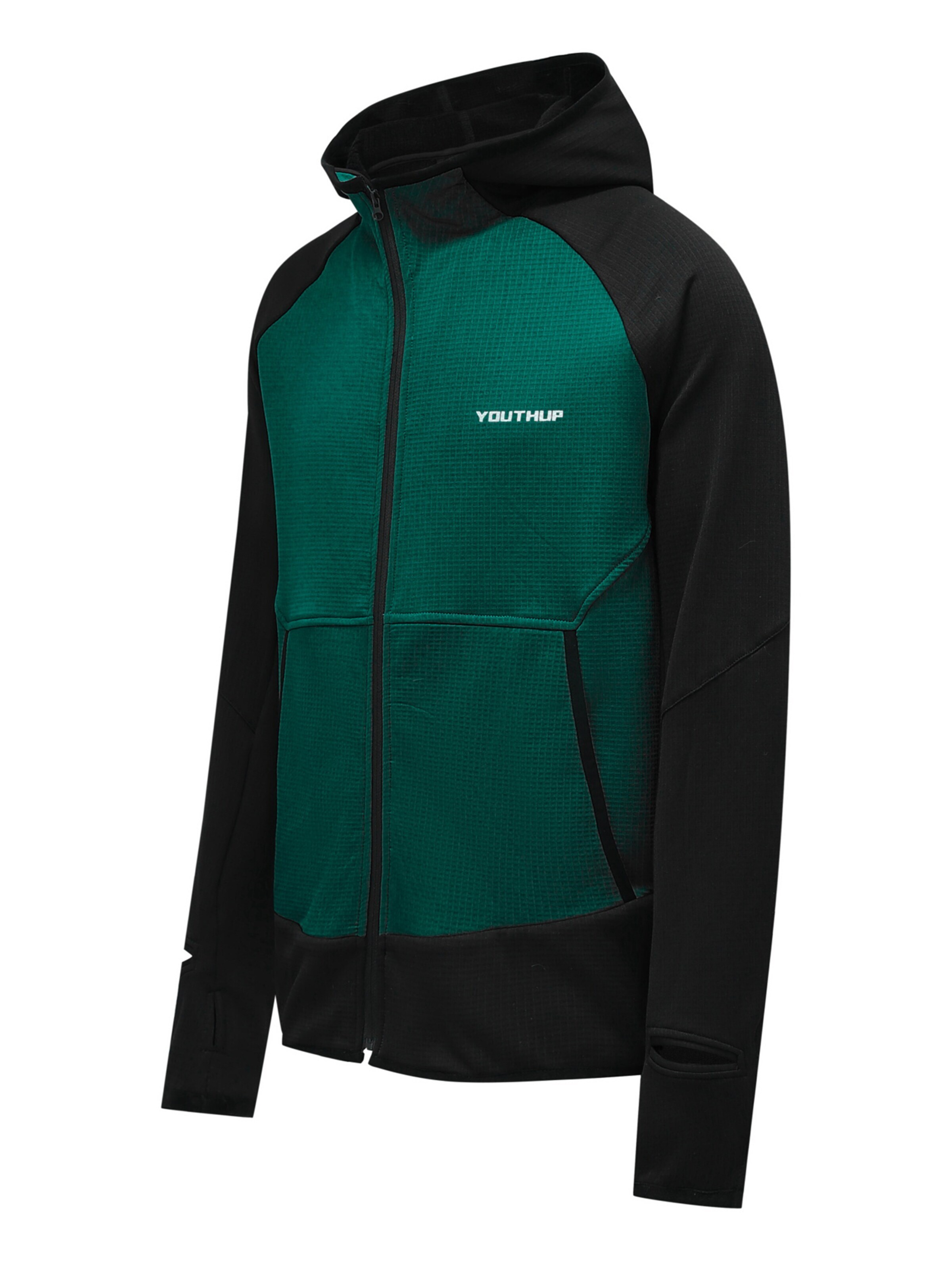 YOUTHUP Athletic Jacket 'UHRENFENSTER' in Green