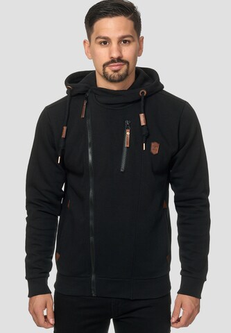 INDICODE JEANS Sweat jacket 'Elm' in Black: front