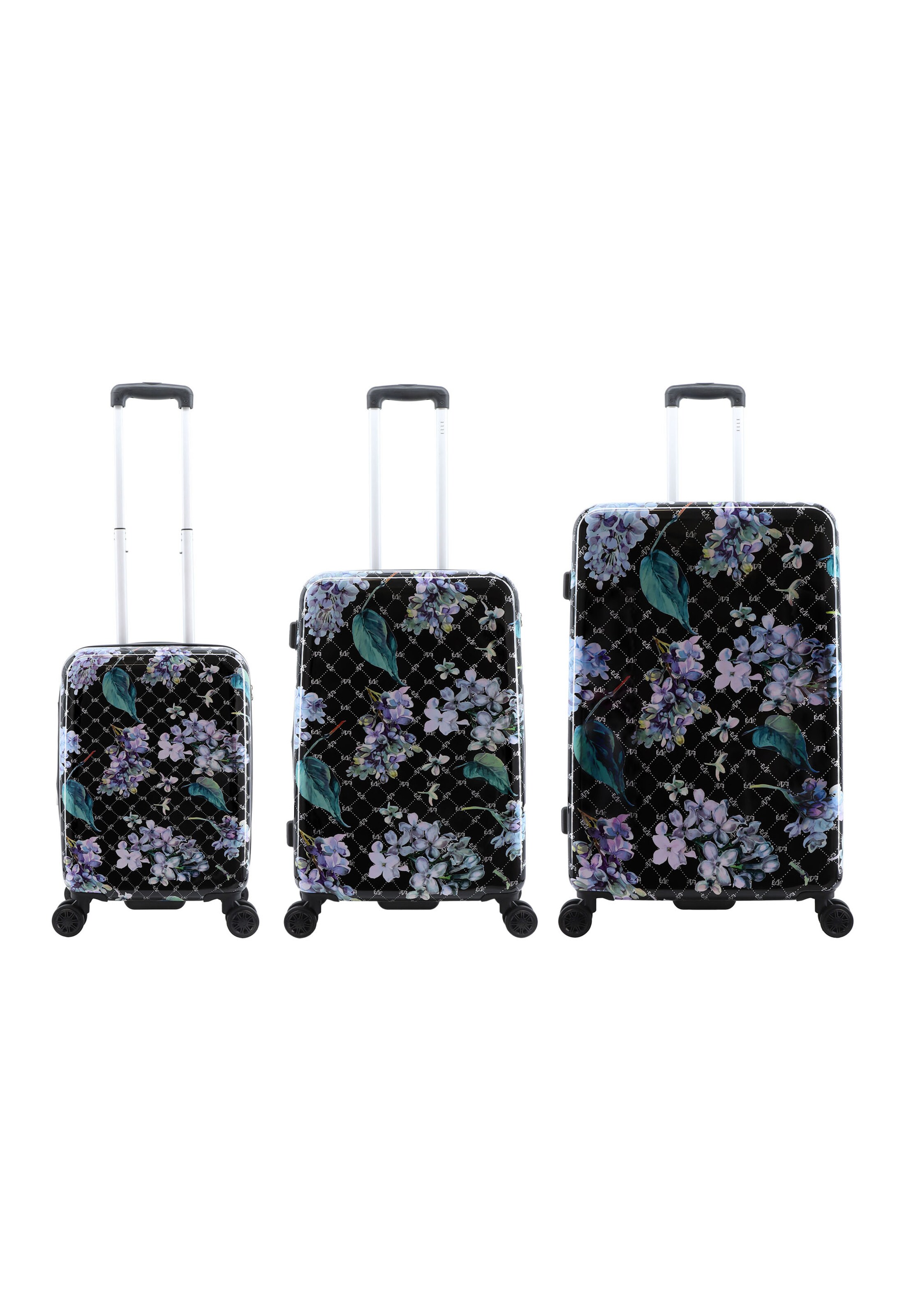 ELLE Suitcase Set 'Floret' in Black: front