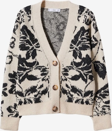 MANGO Knit Cardigan 'Flores' in Beige: front