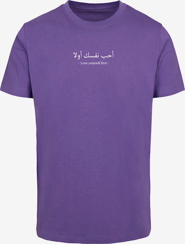 Merchcode T-Shirt 'Love Yourself First' in Lila: predná strana