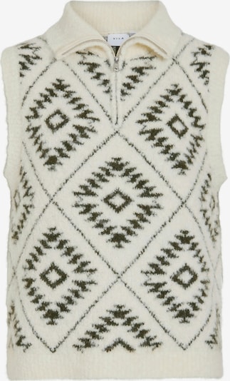 VILA Džemperis 'VIFINKA', krāsa - krēmkrāsas / tumši zaļa, Preces skats