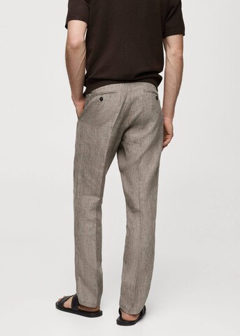 MANGO MAN Slim fit Pleated Pants 'Laurus' in Brown