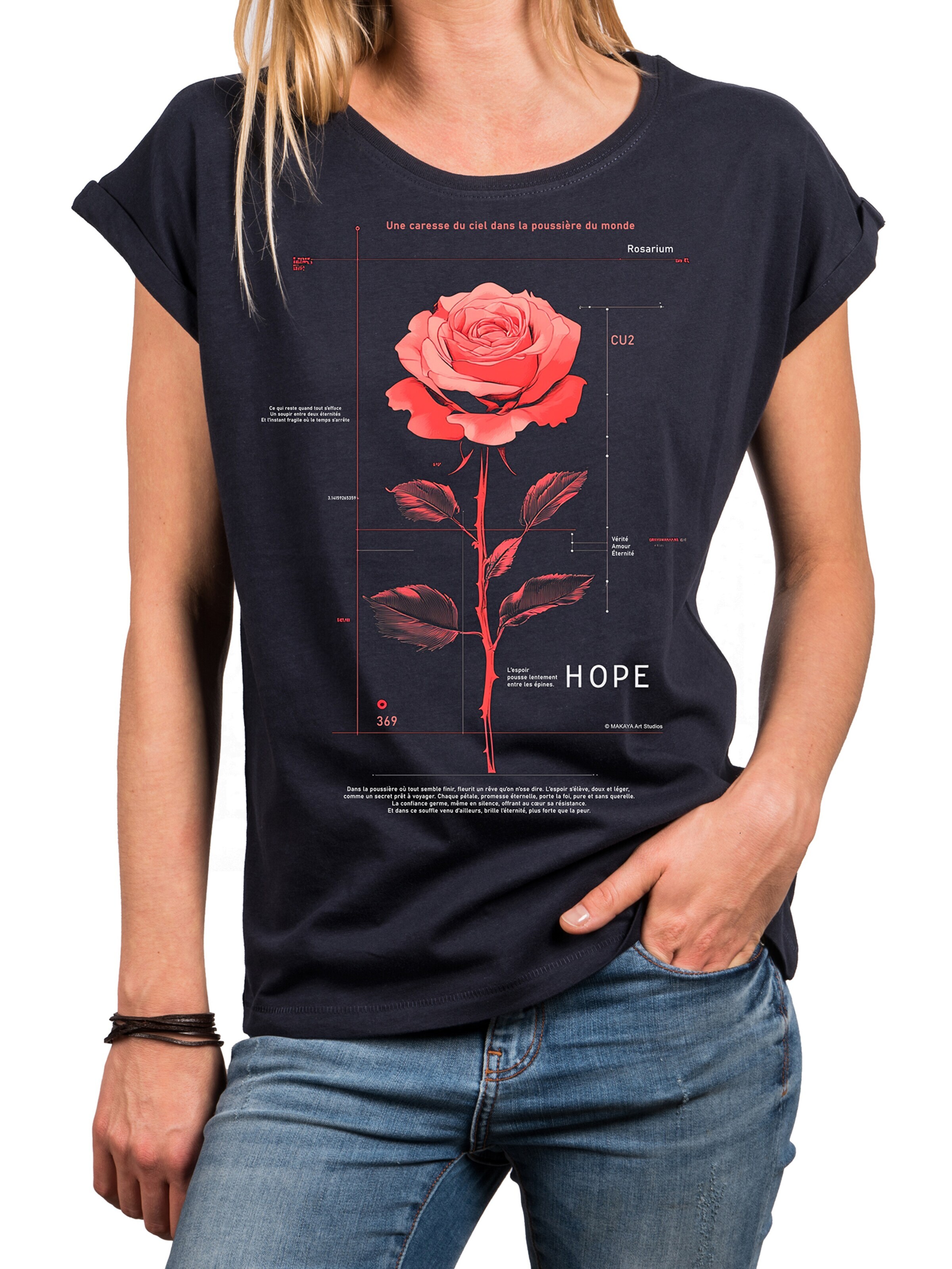 MAKAYA Shirt 'Pink Rose' in Blue